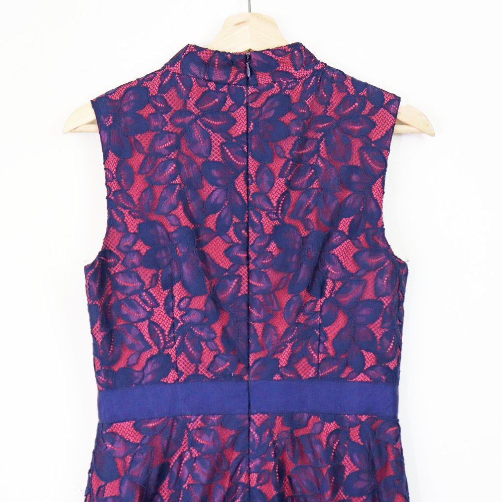 NEW Kay Unger Floral Lace Mock Neck Fit Flare Gown - Picture 8 of 8